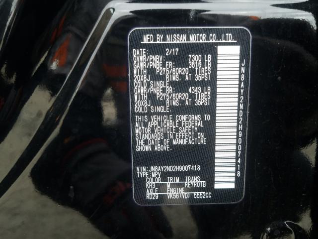 2017 NISSAN ARMADA SV JN8AY2ND2H9007418