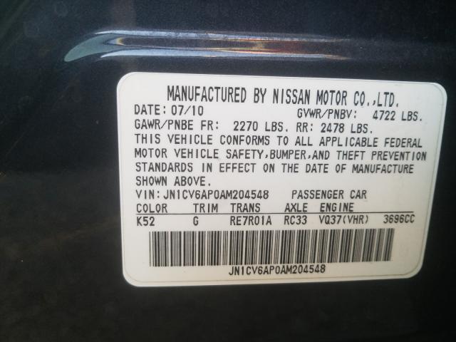 2010 INFINITI G37 BASE - JN1CV6AP0AM204548