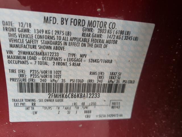 2019 FORD FLEX SEL 2FMHK6C86KBA12233