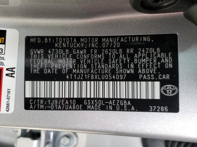 2020 TOYOTA AVALON XLE 4T1JZ1FBXLU054097
