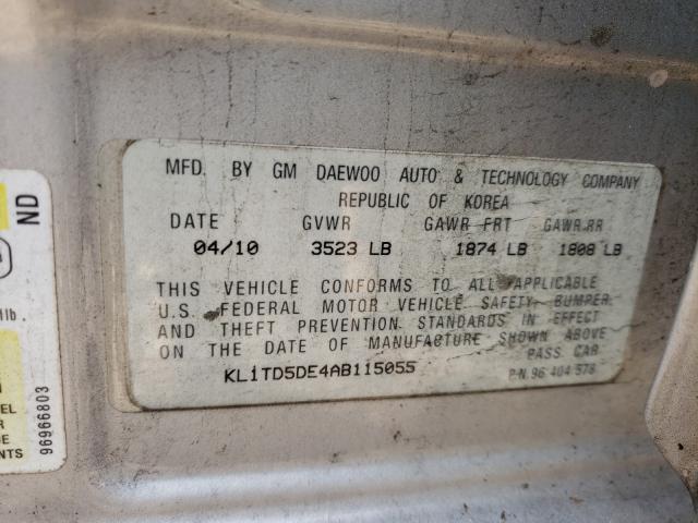 2010 CHEVROLET AVEO LS KL1TD5DE4AB115055