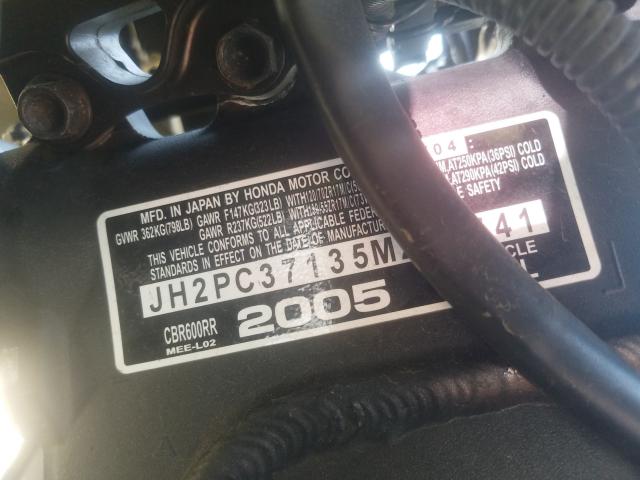 2005 HONDA CBR600 RR JH2PC37135M200741