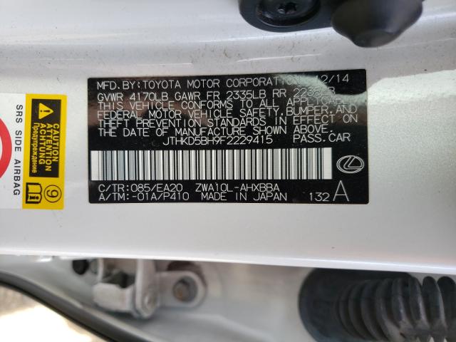 2015 LEXUS CT 200 JTHKD5BH9F2229415