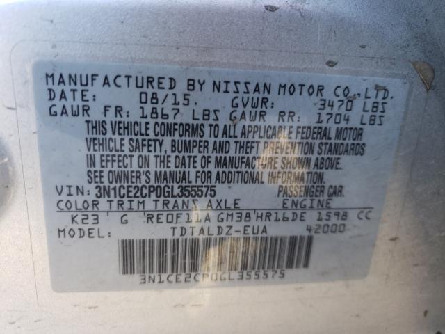 2016 NISSAN VERSA NOTE 3N1CE2CP0GL355575