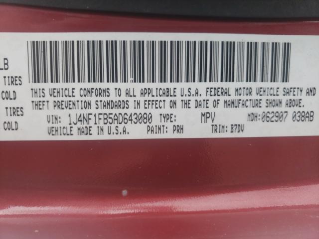 2010 JEEP COMPASS SP 1J4NF1FB5AD643080