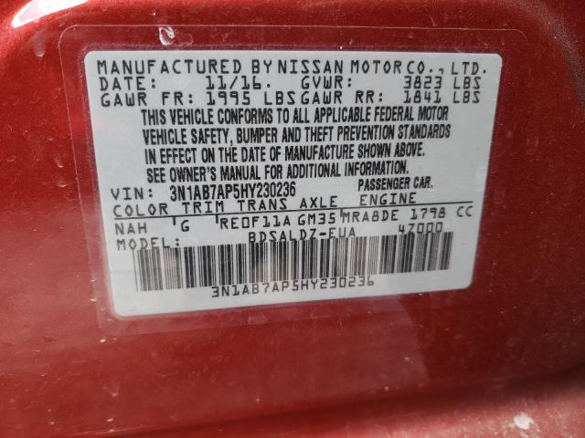 2017 NISSAN SENTRA S/S 3N1AB7AP5HY230236