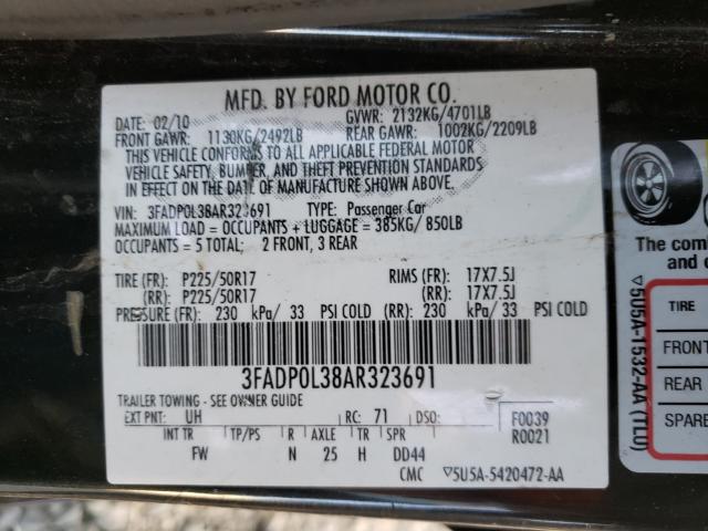 2010 FORD FUSION HYB 3FADP0L38AR323691