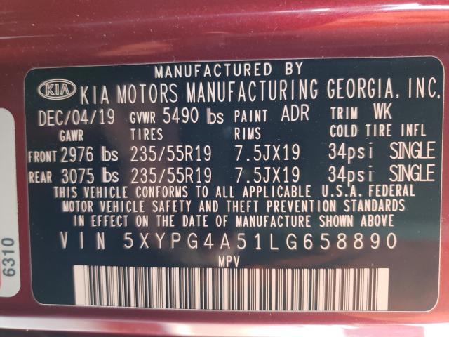 2020 KIA SORENTO S 5XYPG4A51LG658890