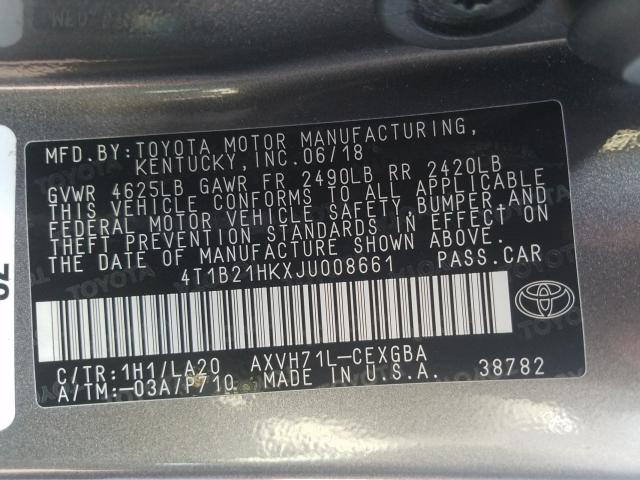2018 TOYOTA CAMRY HYBR - 4T1B21HKXJU008661