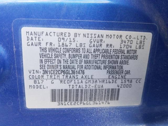 2016 NISSAN VERSA NOTE 3N1CE2CP6GL361476