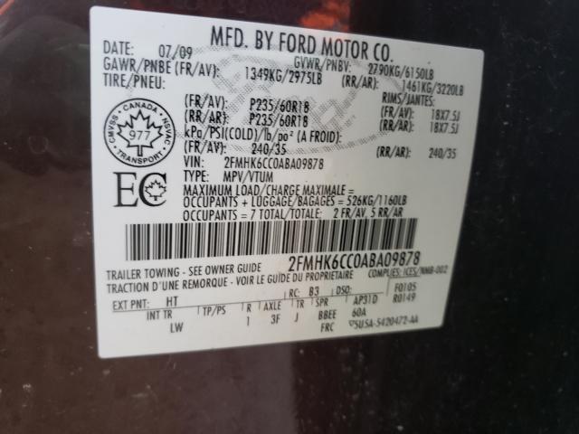 2010 FORD FLEX SEL 2FMHK6CC0ABA09878