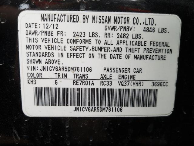 2013 INFINITI G37 JN1CV6AR5DM761106