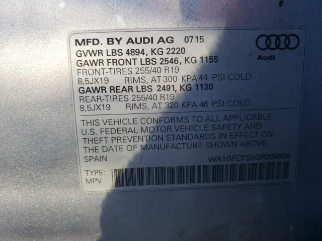 2016 AUDI Q3 PRESTIG WA1GFCFS5GR004908