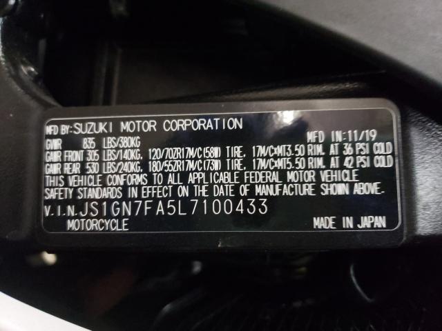 2020 SUZUKI GSX-R600 JS1GN7FA5L7100433
