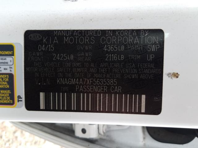 2015 KIA OPTIMA KNAGM4A7XF5635385