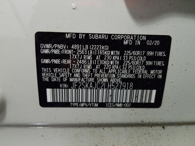 2020 SUBARU FORESTER P JF2SKAJC2LH527918