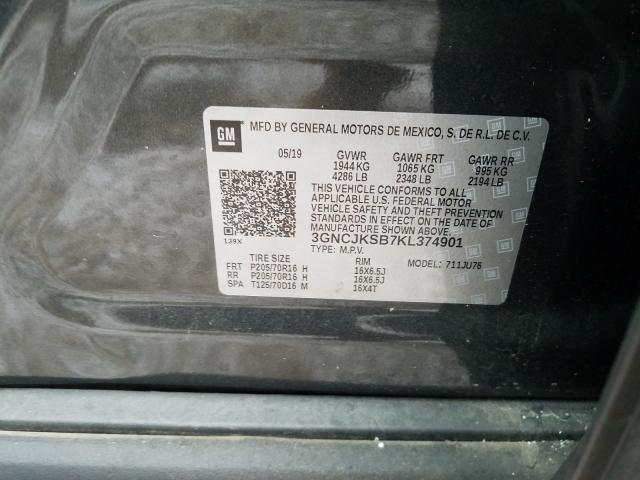 2019 CHEVROLET TRAX LS 3GNCJKSB7KL374901