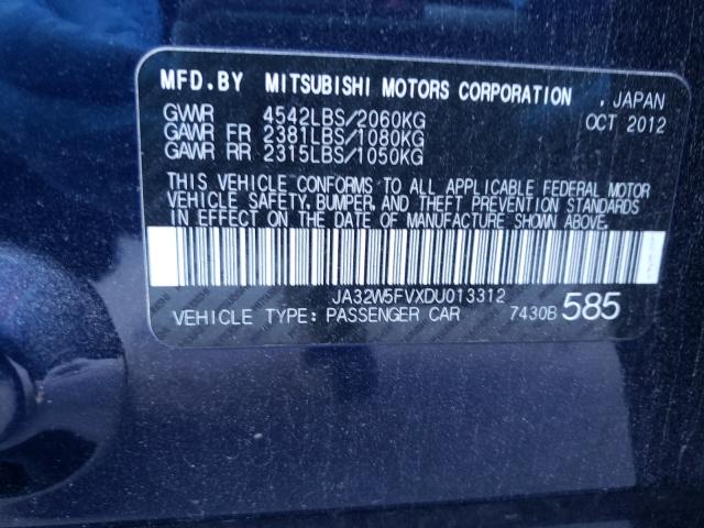 2013 MITSUBISHI LANCER EVO JA32W5FVXDU013312