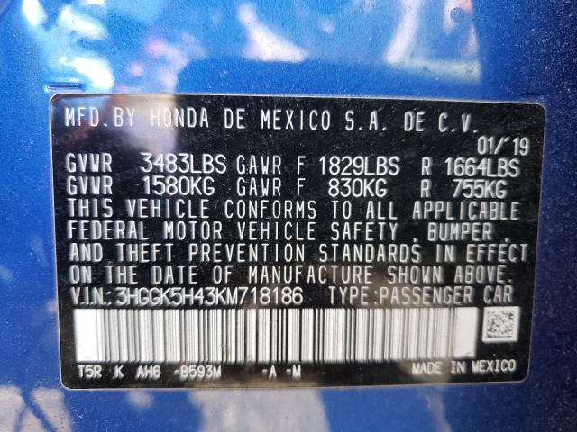 2019 HONDA FIT LX 3HGGK5H43KM718186