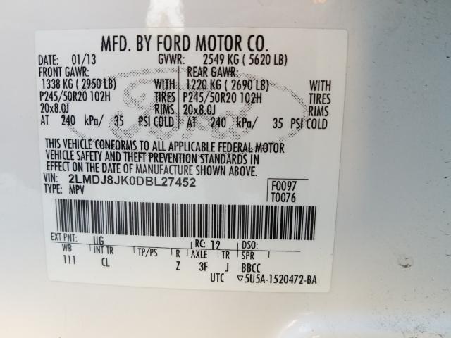 2013 LINCOLN MKX 2LMDJ8JK0DBL27452