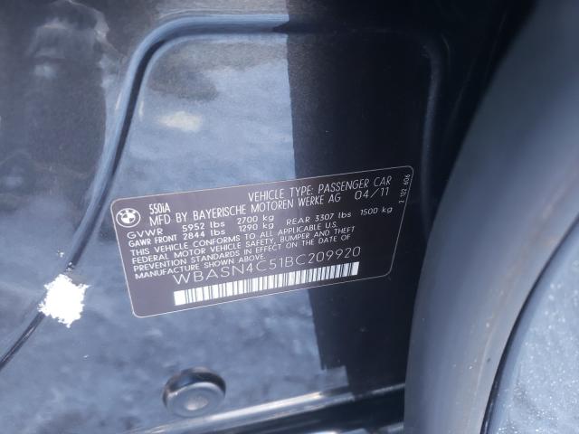 2011 BMW 550 GT WBASN4C51BC209920