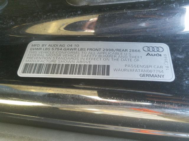 2010 AUDI A8 QUATTRO WAURVAFA7AN007754