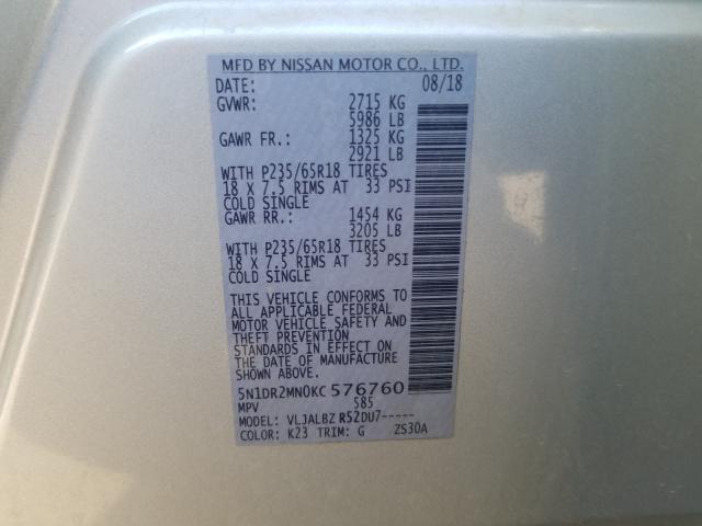 2019 NISSAN PATHFINDER - 5N1DR2MN0KC576760