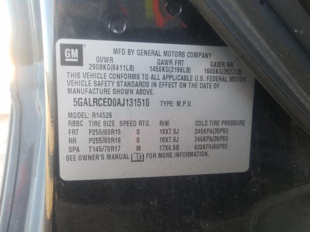 2010 BUICK ENCLAVE CX 5GALRCED0AJ131510