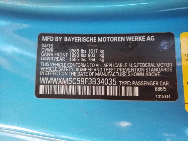 2015 MINI COOPER WMWXM5C59F3B34035