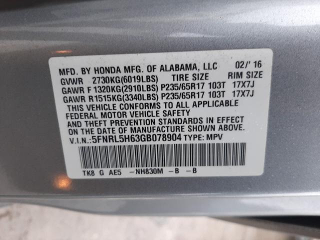 2016 HONDA ODYSSEY EX 5FNRL5H63GB078904