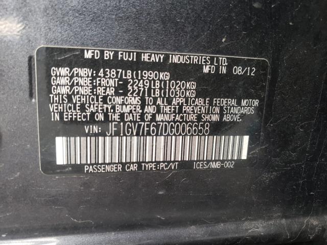 2013 SUBARU IMPREZA WR JF1GV7F67DG006658