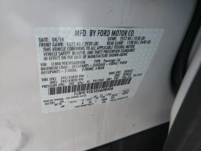 2014 LINCOLN MKS 1LNHL9EK5EG608406