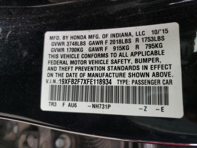 2015 HONDA CIVIC SE 19XFB2F7XFE118934
