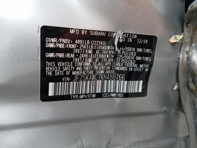 2019 SUBARU FORESTER T JF2SKAWC7KH488766