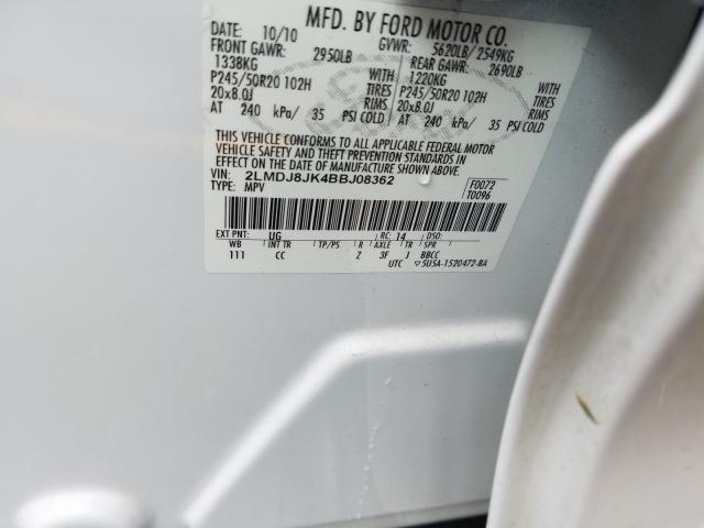 2011 LINCOLN MKX 2LMDJ8JK4BBJ08362