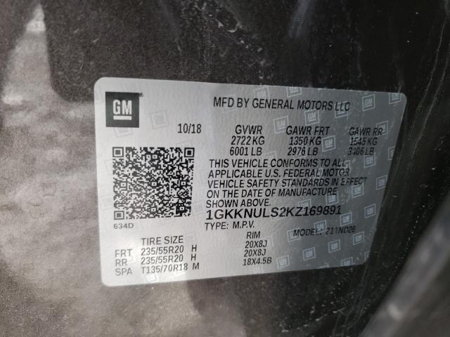 2019 GMC ACADIA SLT 1GKKNULS2KZ169891
