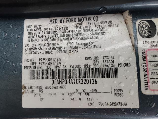 2012 FORD FUSION SE 3FAHP0HA1CR320126