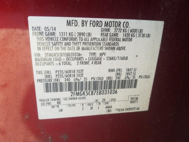 2014 FORD FLEX SEL 2FMGK5C87EBD31036