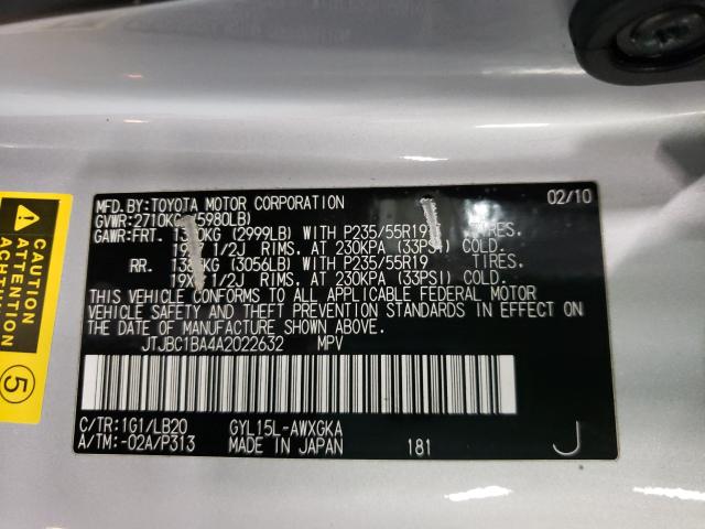 2010 LEXUS RX 450 JTJBC1BA4A2022632
