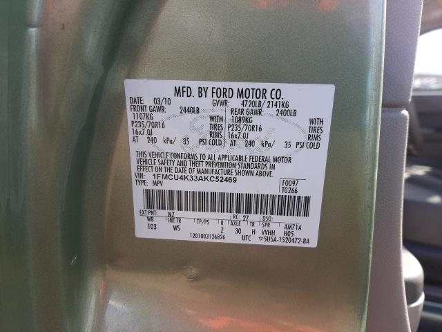 2010 FORD ESCAPE HYB 1FMCU4K33AKC52469