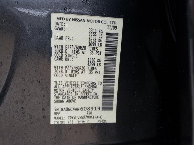 2010 NISSAN ARMADA SE 5N1BA0NC4AN608919