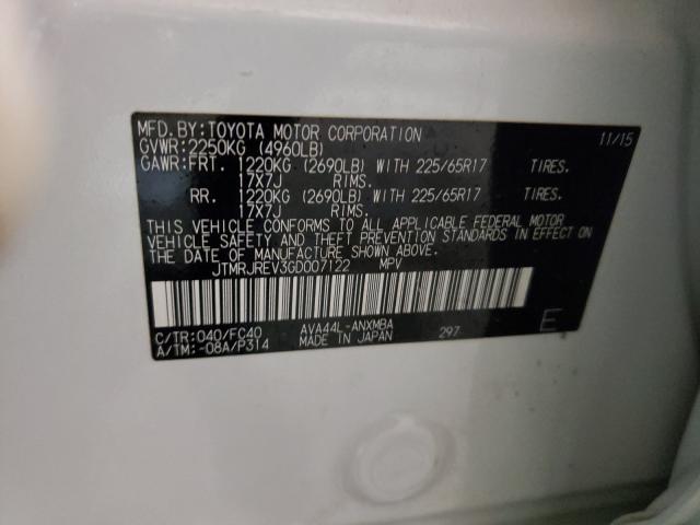 2016 TOYOTA RAV4 HV XL JTMRJREV3GD007122