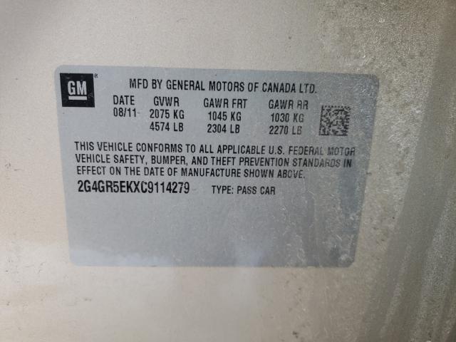2012 BUICK REGAL 2G4GR5EKXC9114279