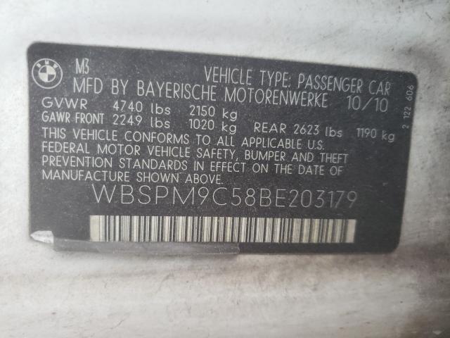 2011 BMW M3 WBSPM9C58BE203179