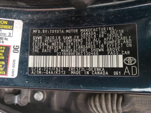 2019 TOYOTA COROLLA L - 2T1BURHE0KC130466