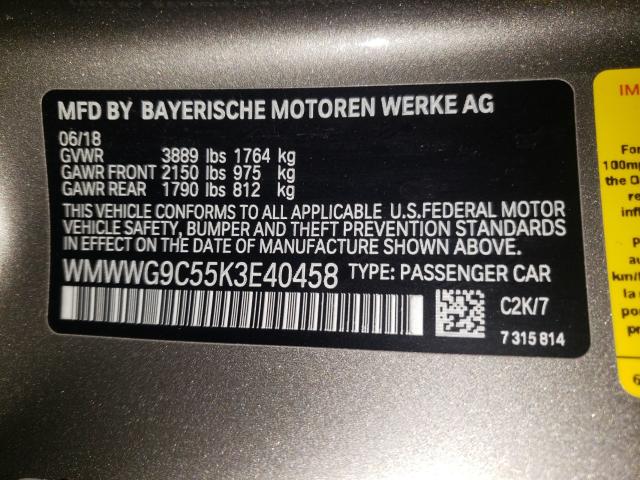 2019 MINI COOPER S WMWWG9C55K3E40458