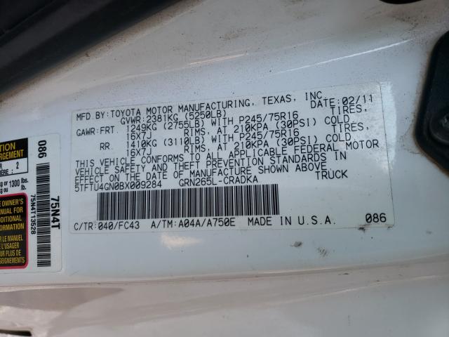 2011 TOYOTA TACOMA PRE 5TFTU4GN0BX009284