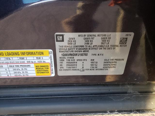 2015 GMC ACADIA SLT 1GKKVRKD9FJ190760