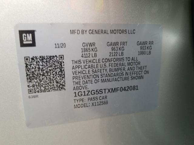 2021 CHEVROLET MALIBU RS 1G1ZG5STXMF042081