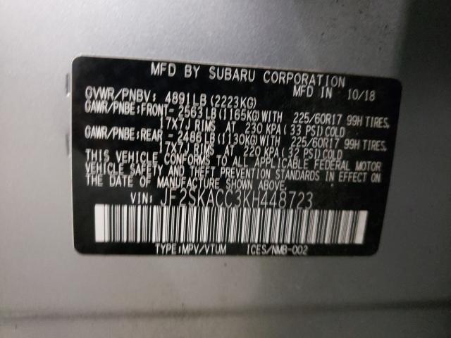 2019 SUBARU FORESTER JF2SKACC3KH448723